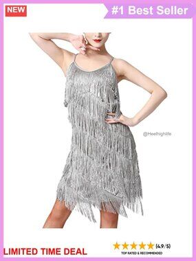 Sequin Tassel Fringe Flapper Dress 1920s Gatsby Latin Dance Cocktail Dress